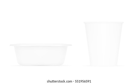 White Empty Blank Plastic Food Tray Container Box. EPS10 Vector
