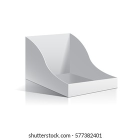 White empty box display. Display on Isolated white background. Mock-up template ready for design. Product Packing Vector