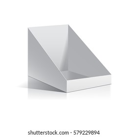 White Empty Box Display. Display On Isolated White Background. Mock-up Template Ready For Design. Product Packing Vector