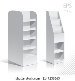 White empty box displays. Display on Isolated white background. Mock-up template ready for design. Product Packing Vector