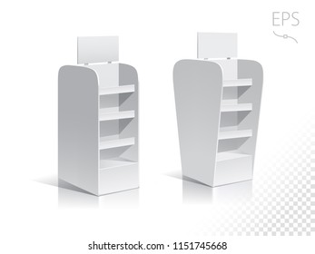 White empty box displays. Display on Isolated white background. Mock-up template ready for design. Product Packing Vector