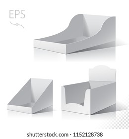 
White empty box displays. Display on Isolated white background. Mock-up template ready for design. Product Packing Vector