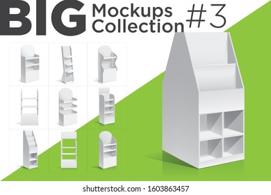 White empty box displays. Display on Isolated white background. Mock-up template ready for design. Product Packing Vector