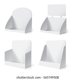 White empty box displays. Display on Isolated white background. Mock-up template. Vector