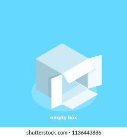 white empty box on a blue background, isometric image