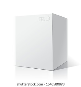 White empty box. On Isolated white background. Mock-up template ready for design. Product Packing Vector