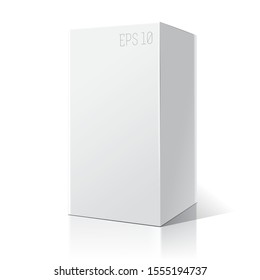 White empty box. On Isolated white background. Mock-up template ready for design. Product Packing Vector