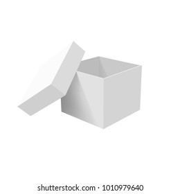 White empty box with an open lid isolated on a white background. Vector illustration