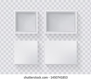 White empty box. Realistic top view. Template for your design. Vector illustration.