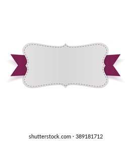 White empty Card on purple Ribbon