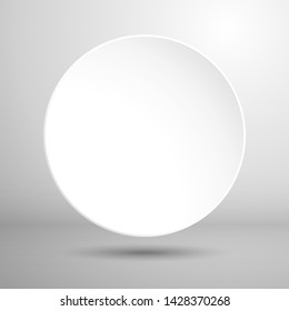 White empty circle with shadow. Mockup for design