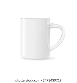 White empty coffee mug template, isolated on white background. 