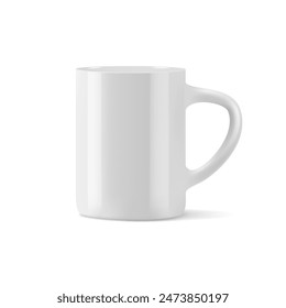 White empty coffee mug template, isolated on white background. 