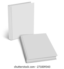 White empty cover closed book mock up on a white background. Vertical and horizontal view. Vector illustration. Product mockup. Vector EPS10