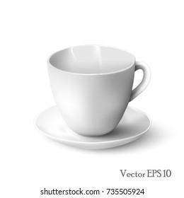 White empty cup. A realistic mug. Vector, isolated.