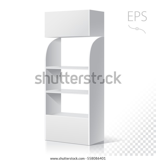 White Empty Displays Shelves Productsdisplay On Stock Vector Royalty Free 558086401