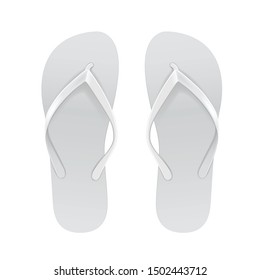 White Empty Flip Flop set. Vector Design Template of Summer Beach Flip Flops Pair For Advertising, logo print for your design