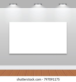 White Empty Frames on Wall with Halogen Lamps