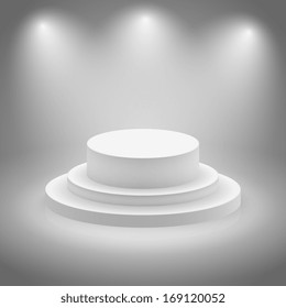 White empty illuminated stage vector illustration