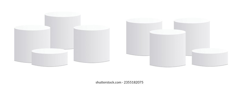 white empty isolated podium. vector set of two podium, four product podium