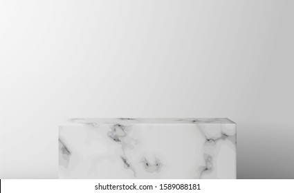 White Empty marble Square podium in white background. blank Brand product mockup scene stage for product, sale, banner, presentation, cosmetics, offer. 3d illustration vector