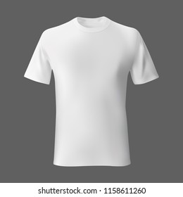 White empty mens t shirt template. Vector illustration.