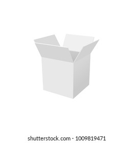 White empty open box isolated on a white background. Vector illustration