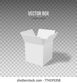 White empty open box on a transparent background. Vector illustration