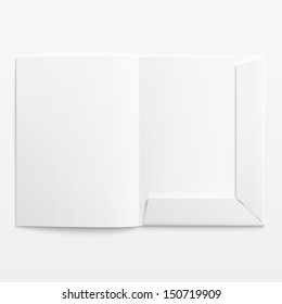 White empty open folder on gray background with soft shadows. Vector illustration. EPS10.