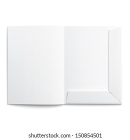 White empty open folder on white background with soft shadows. Vector illustration. EPS10.