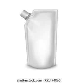 White, empty packaging with a lid for food or liquid. Mock up for your design.