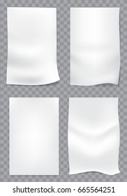 White empty paper action set on checkered design for creative background vector illustration.  