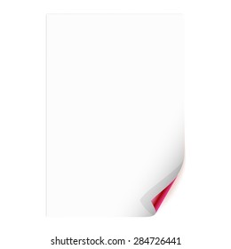 White Empty Paper Sheet with Curled Corner. Vector Illustration