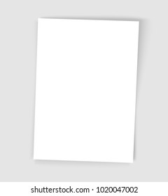 White empty paper sheet with realistic shadow isolated on gray background. Vector illustration
