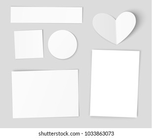 White empty paper sheets with realistic shadow isolated on gray background. Vector illustration. Set of empty cards for your design