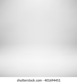 White empty photo studio backdrop background with realistic light for design concepts, presentations, posters, banners, web, wallpapers and prints. Vector illustration.