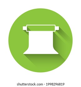 White Empty photo studio icon isolated with long shadow. Screen backdrop. Green circle button. Vector