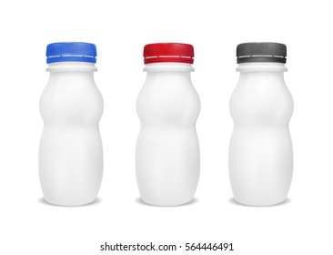 White empty plastic bottle for yogurt. Packaging for sour cream, sauce and snack.