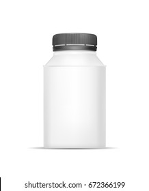 White empty plastic bottle for yogurt. Packaging for sour cream, sauce and snack.