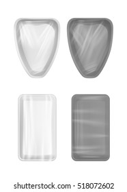 White empty plastic container for chicken. Packaging for meat, fish and vegetables.