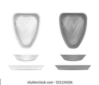 White empty plastic container for chicken. Packaging for meat, fish and vegetables.