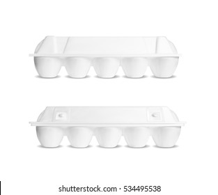 White empty plastic container for eggs.