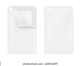 White empty plastic container for food. Packaging for meat, fish and vegetables.