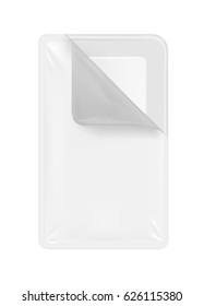 White empty plastic container for food. Packaging for meat, fish and vegetables.