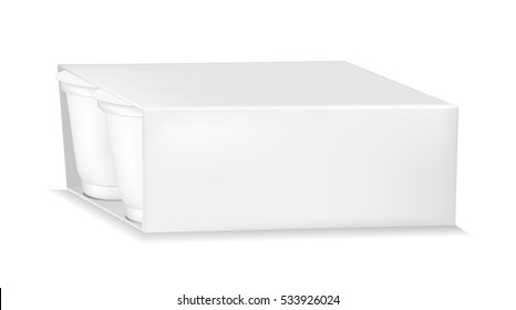 White empty plastic container for yogurt. Packaging for sour cream, sauce and snack