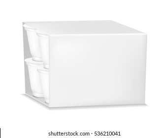 White empty plastic container for yogurt. Packaging for sour cream, sauce and snack.