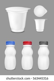White empty plastic container for yogurt. Packaging for sour cream, sauce and snack