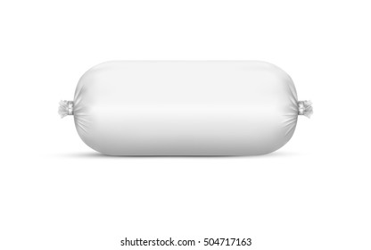 White empty plastic packaging for sausage and food. Vector mockup EPS10