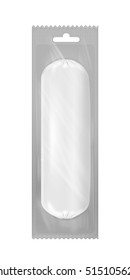 White empty plastic packaging for sausage and food.