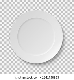 White empty plate. Mockup isolated on transparent background.